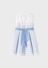 Girls' White & Blue Embroidered Dress (Abel & Lula)