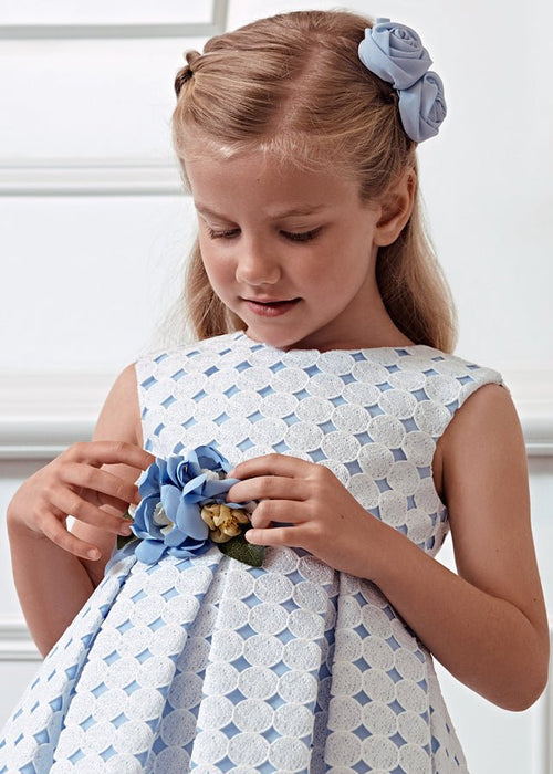 Girls' White & Blue Embroidered Dress (Abel & Lula)