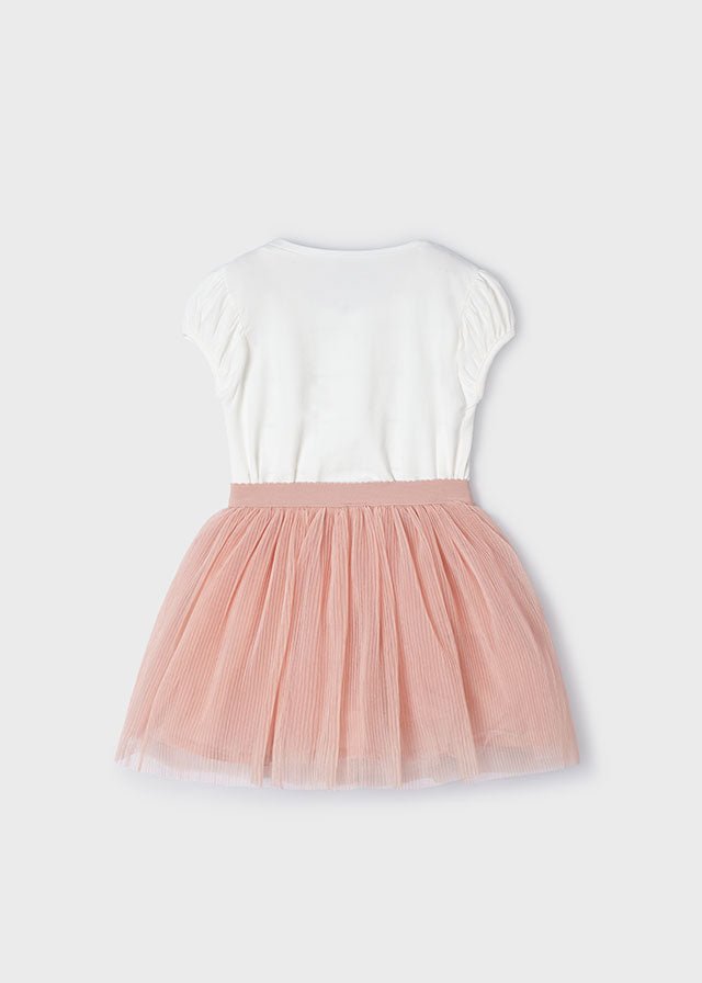 Girls White Cotton & Nude Pink Tulle Skirt Set (mayoral) - CottonKids.ie - 2 year - 3 year - 4 year