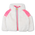 Girls White Faux Fur Coat With Hood
