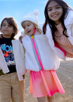 Girls White Faux Fur Coat With Hood