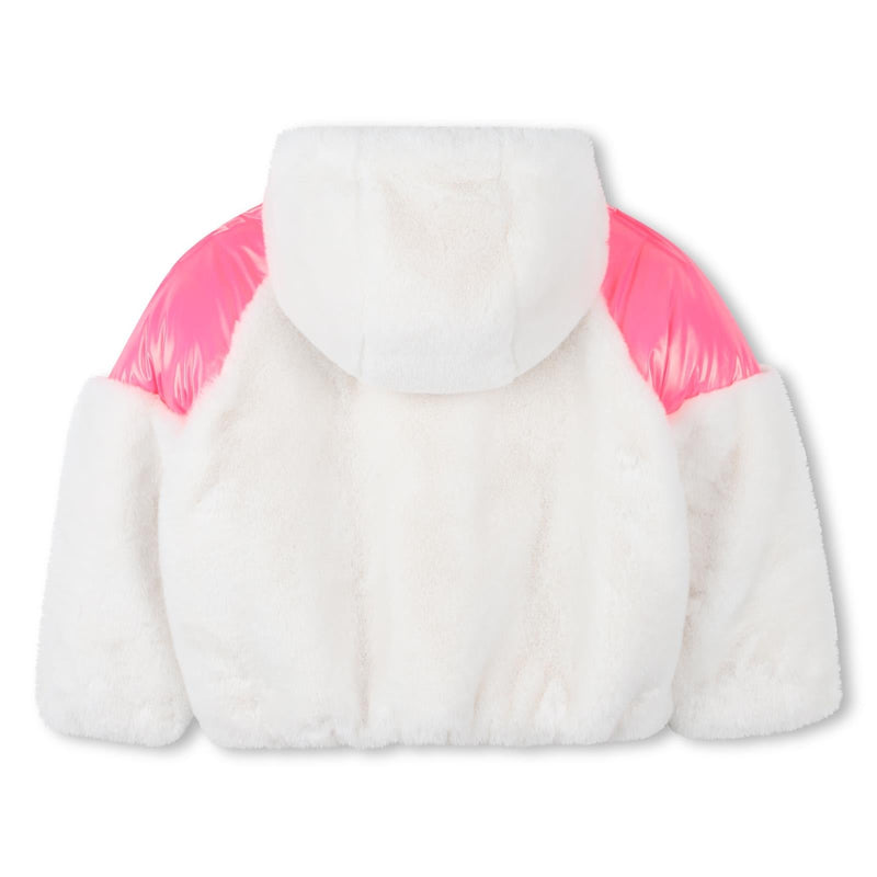 Girls White Faux Fur Coat With Hood