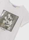 Girls White Floral Embroidered T-Shirt