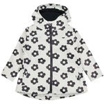 Girls White Floral Raincoat With Fleece Lining