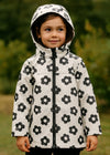 Girls White Floral Raincoat With Fleece Lining