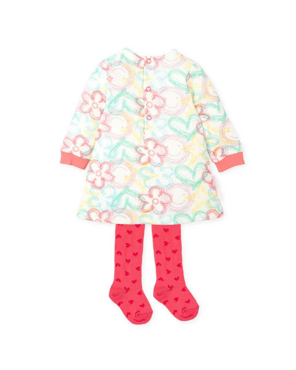 Girls White & Pink Flower Cotton Dress Set (Agatha Ruiz de la Prada)