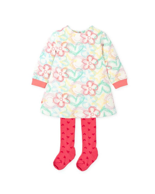 Girls White & Pink Flower Cotton Dress Set (Agatha Ruiz de la Prada)