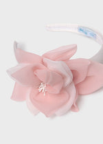 Girls White & Pink Organza Flower Hairband (Abel & Lula)