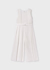 Girls White Pleated Chiffon Jumpsuit (Abel & Lula)