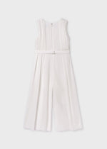 Girls White Pleated Chiffon Jumpsuit (Abel & Lula)