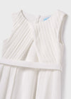 Girls White Pleated Chiffon Jumpsuit (Abel & Lula)