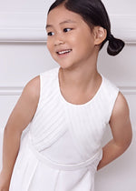 Girls White Pleated Chiffon Jumpsuit (Abel & Lula)