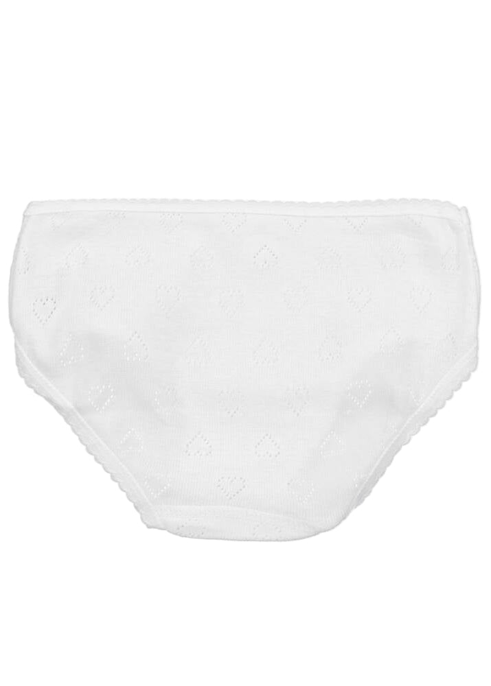 Girls White Pointelle Heart Cotton Knickers