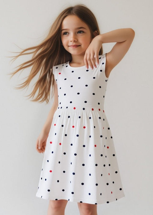 Girls White Polka Dot Dress