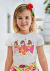 Girls White Printed T-shirt