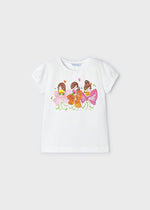 Girls White Printed T-shirt