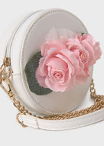 Girls White Roses Round Bag (14cm) (Abel & Lula)