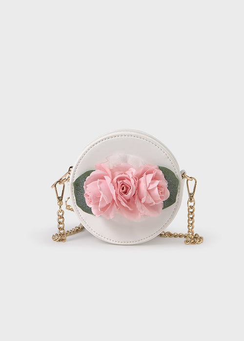 Girls White Roses Round Bag (14cm) (Abel & Lula)