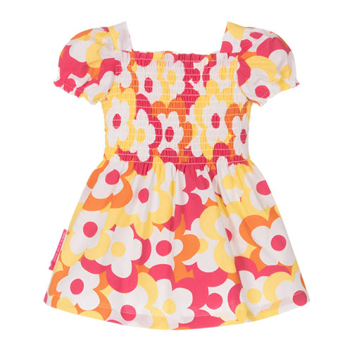 Girls Yellow & Pink Floral Cotton Dress