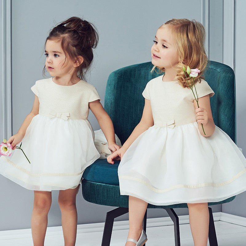 Gold Occasion Dress With Bow (JANE) - CottonKids.ie - Dress - 0-1 month - 1-2 month - 11-12 year