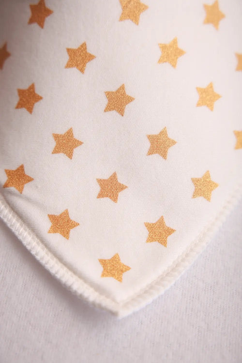 Gold Stars on Cream Organic Cotton DribbleBoo Bandana Bib