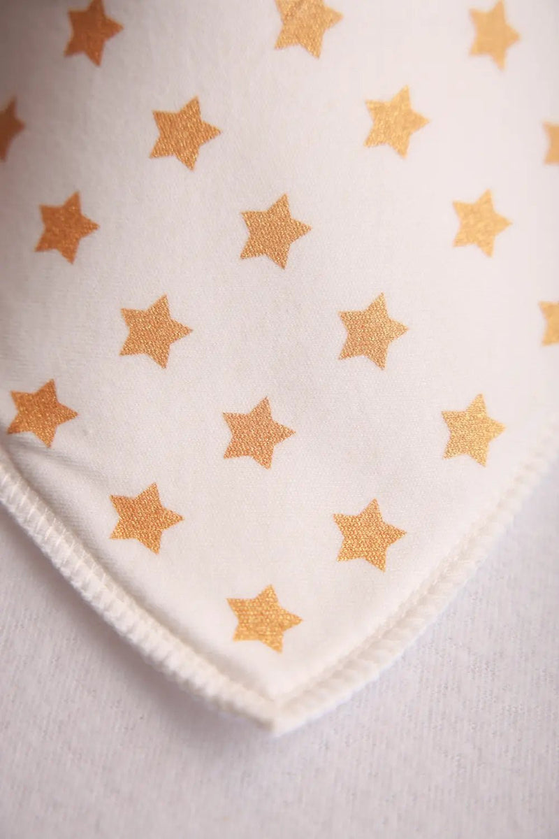 Gold Stars on Cream Organic Cotton DribbleBoo Bandana Bib
