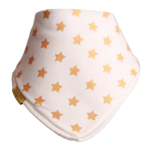 Gold Stars on Cream Organic Cotton DribbleBoo Bandana Bib