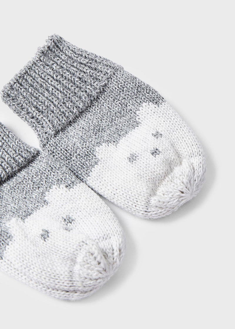 Grey Cotton Hat & Mittens Set