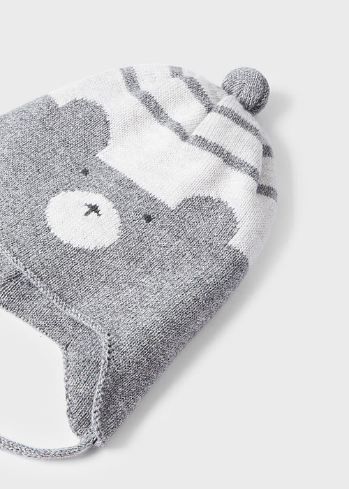 Grey Cotton Hat & Mittens Set