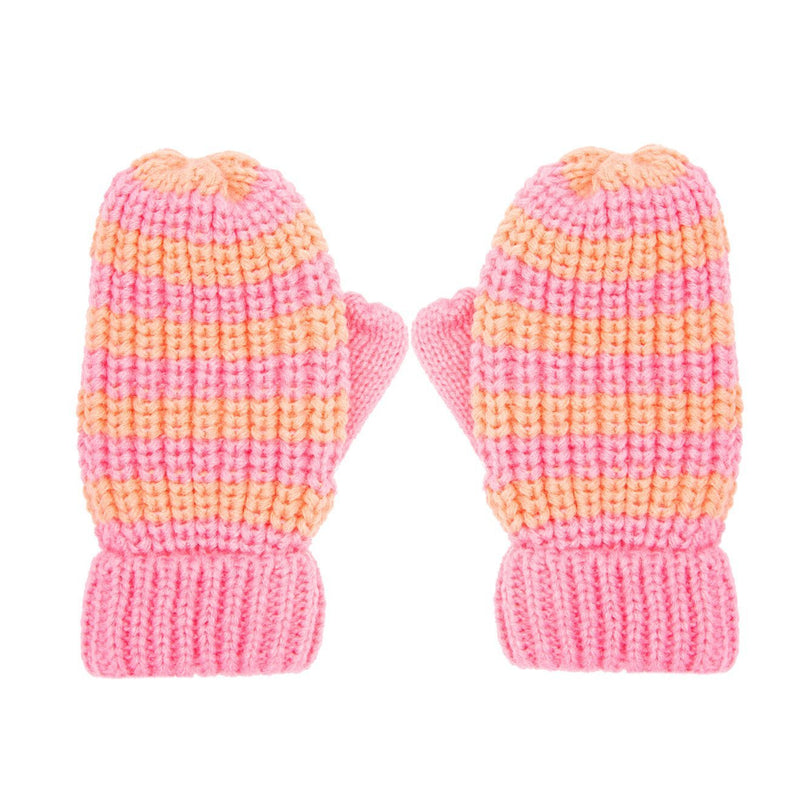 Happy Days Stripy Knitted Mittens 7 - 10 Years