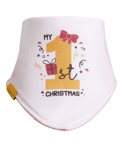 Her White ‘My 1st Christmas’ DribbleBoo Bandana Bib