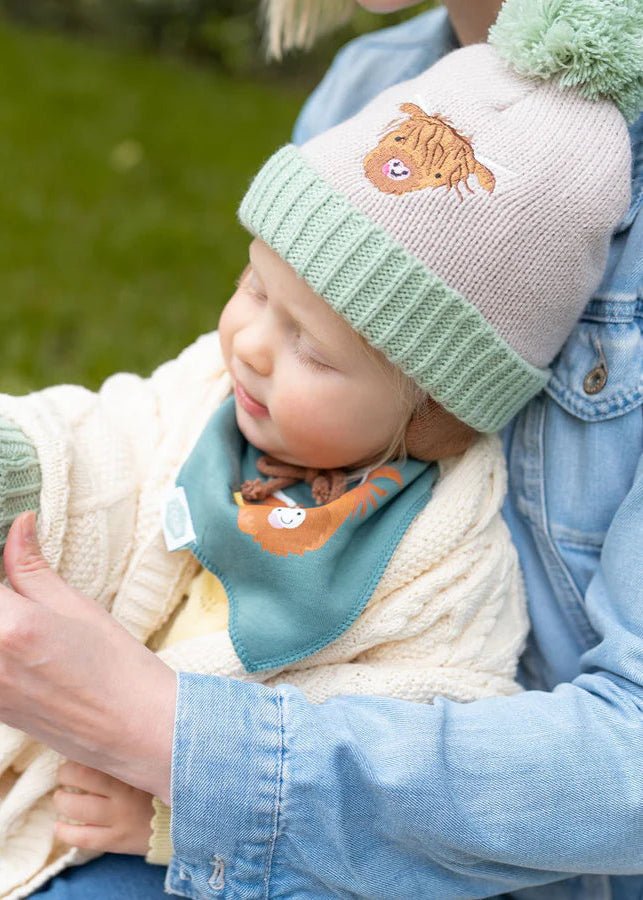 Highland Cow Baby Hat and Mittens Set