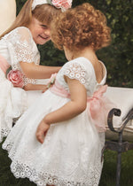 Ivory Baby Girls Floral Tulle & Lace Dress (Abel & Lula)