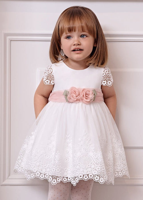 Ivory Baby Girls Floral Tulle & Lace Dress (Abel & Lula)