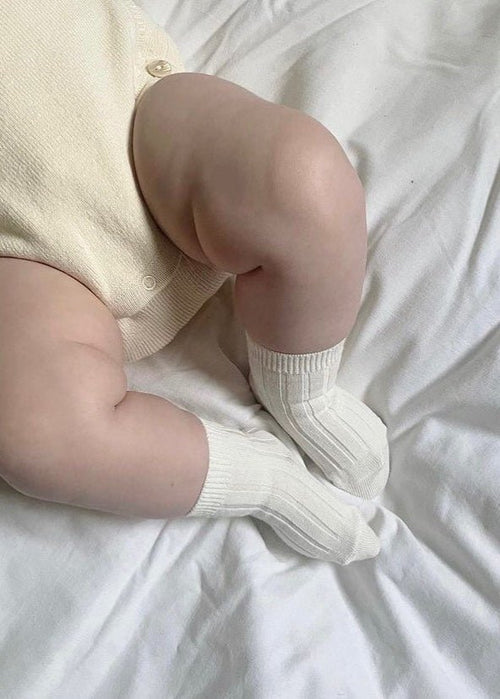 IVORY Basic Rib Cotton Short Socks (A/W)