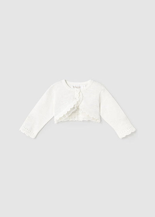 IVORY Ceremony Cardigan with Lace Trim