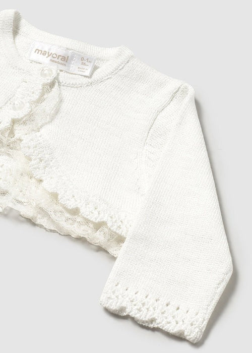 IVORY Ceremony Cardigan with Lace Trim