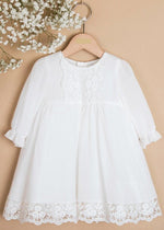 IVORY Christening Cotton Dress with Lace (M23)