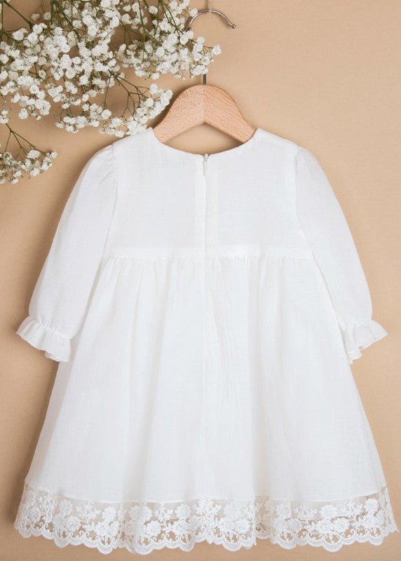 IVORY Christening Cotton Dress with Lace (M23)