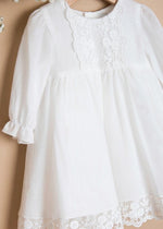 IVORY Christening Cotton Dress with Lace (M23)