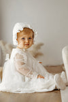 IVORY Christening Hat Bonnet With Lace Baby Girl (BEATRICE) (SOFIA)