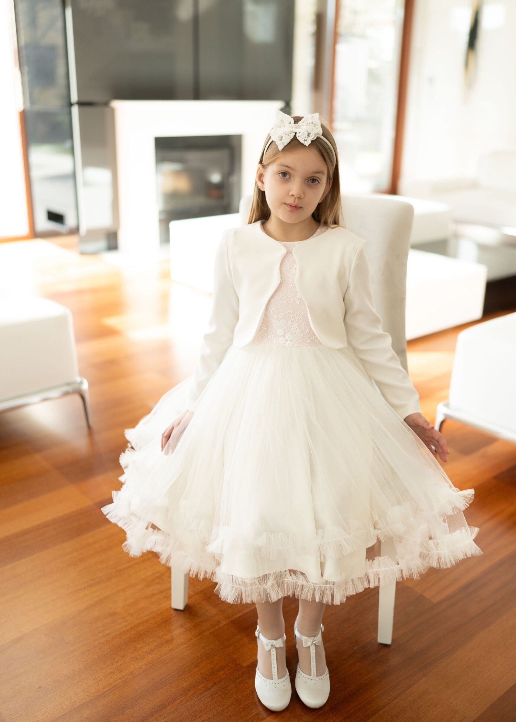 Communion Ivory Boleros Girls Bolero White Satin Holy Communion