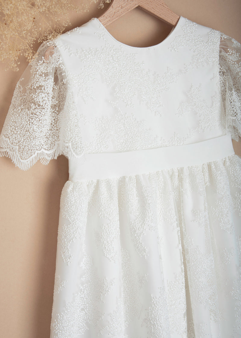 IVORY Communion Dress with Delicate Embroidery ( K18 )