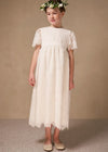 IVORY Communion Dress with Delicate Embroidery ( K18 )