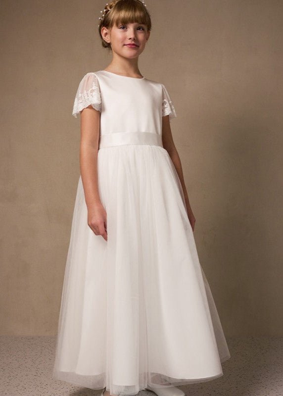 lace communion dresses ireland 3/4 Sleeves Lace and Tulle First Communion Dress Celestial 3313 Pre-order 9-10 years / Like the picture (Ivory)