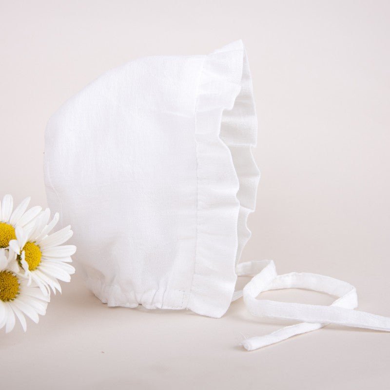 IVORY Cotton Bonnet with Frill