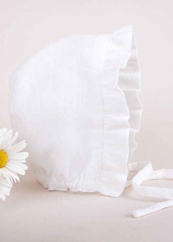 IVORY Cotton Bonnet with Frill