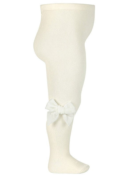 IVORY Cotton Tights with Velvet Bow (A/W)