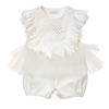 Ivory Elegant Baby Romper with Peacock Embroidery (Sofija) - CottonKids.ie - 0-1 month - 1-2 month - 12 month