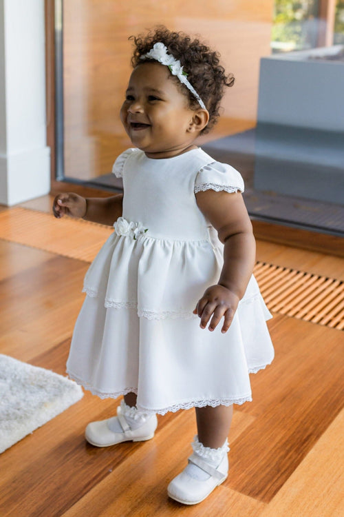 Ivory Elegant Christening & Flower Girl Dress (WANESSA) - CottonKids.ie - Dress - 0-1 month - 1-2 month - 12 month